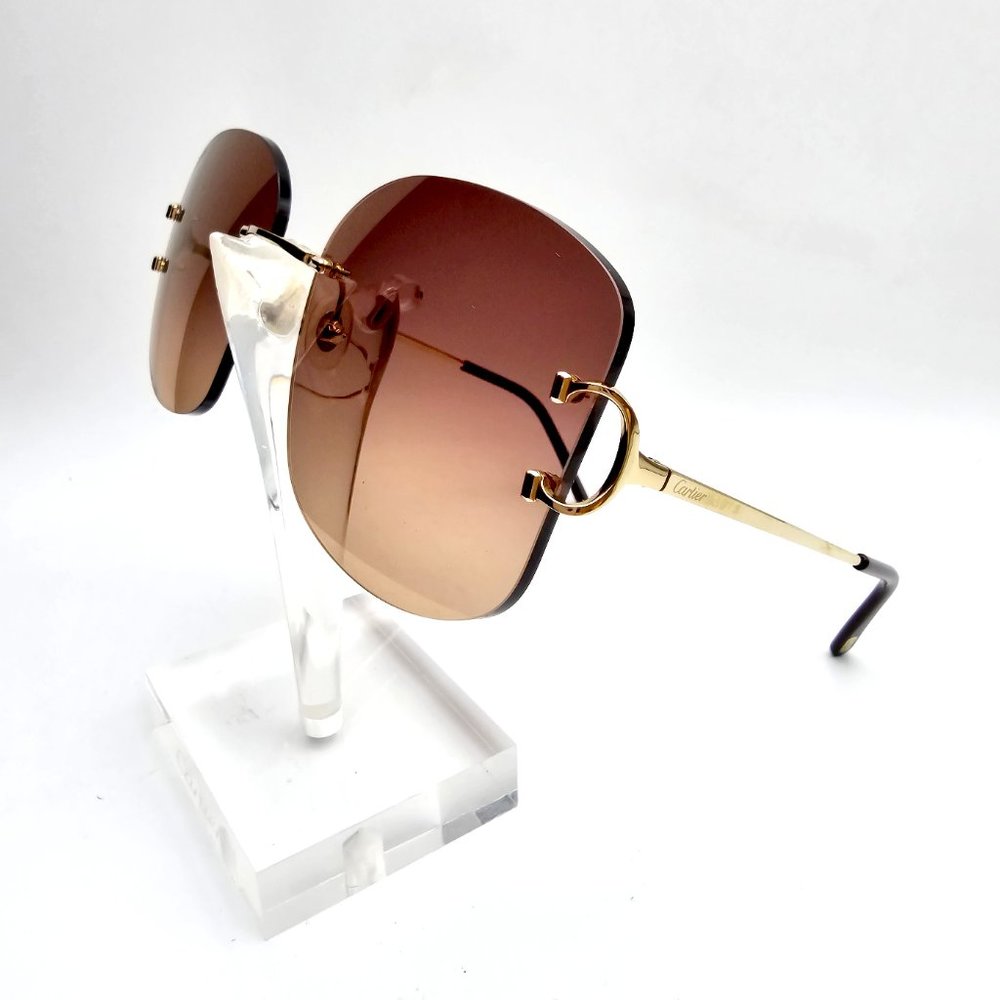 NEW! Luxury Cartier CT0037RS Gold Sunglasses